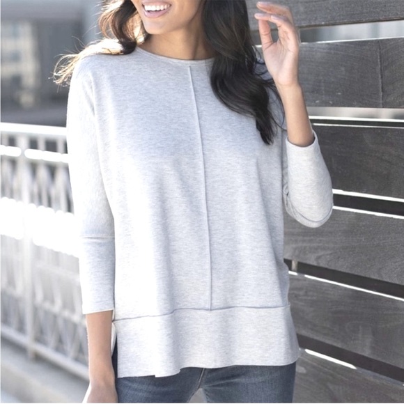 SPANX Tops - SPANX Perfect Length Dolman Tunic Oversized Sweatshirt Raw Hem Heather Grey- XS
